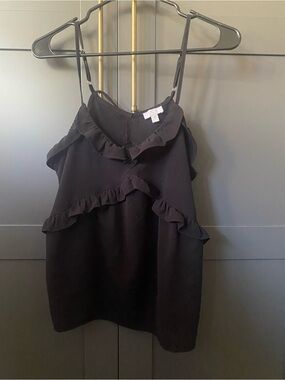 C Black Ruffle-Trim Camisole